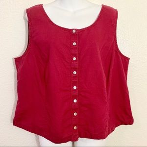 Eddie Bauer Red Button Up Crop Top Size XL